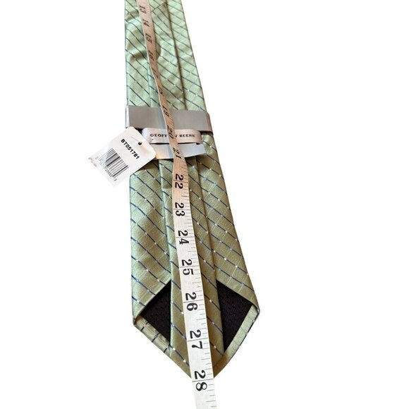 Geoffrey Beene Mens Green & Blue Checkered 100% Silk Tie 56" Long - Picture 6 of 7
